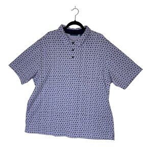 Perry Ellis Mens 2XLT Polo Shirt Lavender/Black Dot Pattern Short Sleeve